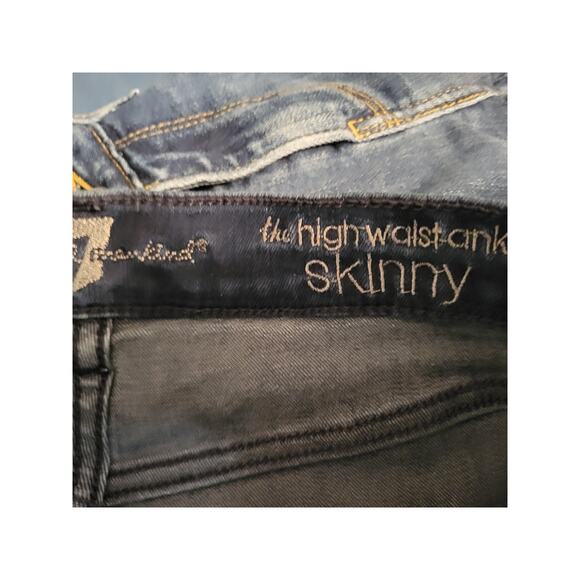 Women's 7 For All Mankind Dark High Waist Ankle Skinny Denim Jeans 27 Waist - Picture 3 of 6